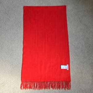 NWOT Christian Berg Wool Cashmere Fringe Scarf Red Orange